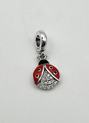 Шарм серебряный с ювелирной эмалью "божья коровка" 2,31 г