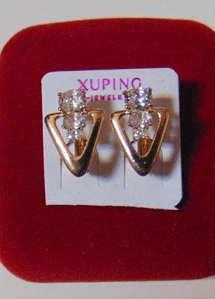 Серьги с цирконами xuping 15х11 мм кс236