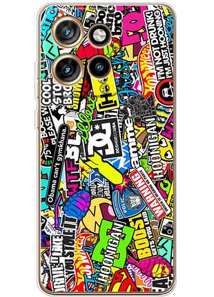 Чехол силиконовый с картинкой на motorola edge 50 neo (цветные наклейки)