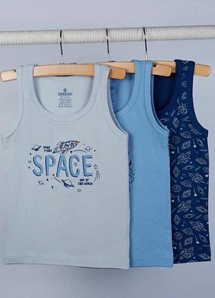 Майки для мальчика хлопковые baykar арт 2422 space комплект 3шт 4-134-140 см 7-8 лет