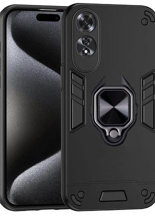 Чехол fiji defence для oppo a60 (cph2631) защитный бампер с кольцом подставкой black