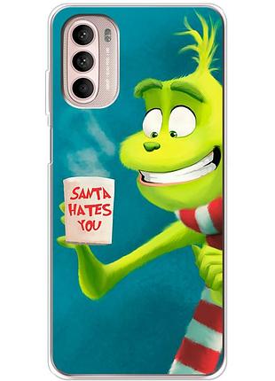 Чехол силиконовый с картинкой на motorola g52 (новогодний, гринч)