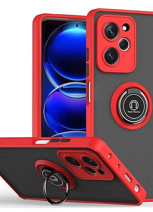 Чехол fiji colorframe для xiaomi poco x5 pro 5g матовый бампер с кольцом подставкой red