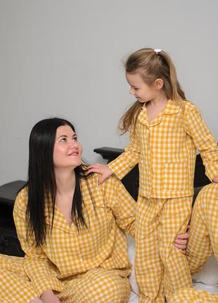 Детская пижама из вареного хлопка в клетку 💛 3