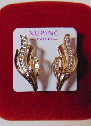 Серьги с цирконами xuping 22х10 мм кс243