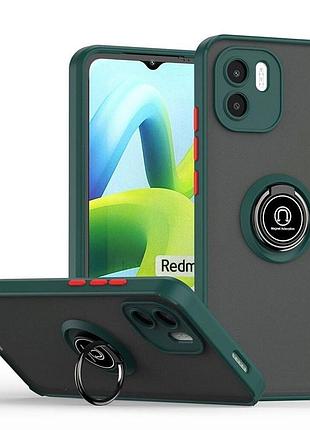Чехол fiji colorframe для xiaomi redmi a2 матовый бампер с кольцом подставкой green