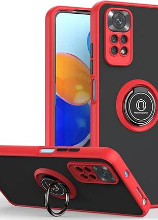 Чохол fiji colorframe для xiaomi redmi note 11 pro global (4g/5g) / note 11e pro матовий бампер з кільцем підставкою red