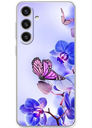 Чохол силіконовий з картинкою на samsung galaxy s25 plus (квітка, метелик на орхідеї)