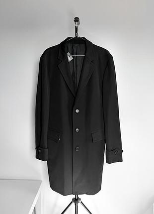 Пальто hugo boss alomo black virgin wool blend overcoat men's