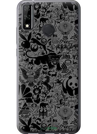 Чехол на huawei p smart 2020 чёрно-серый стикер бомбинг "2432u-2060-10746"