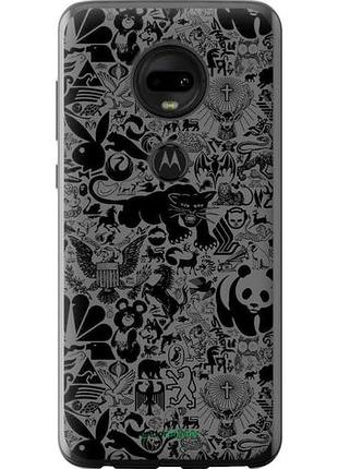 Чехол на motorola moto g7 чёрно-серый стикер бомбинг "2432u-1614-10746"