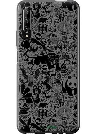 Чехол на huawei p smart pro чёрно-серый стикер бомбинг "2432u-1906-10746"