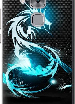 Чехол на huawei nova plus бело-голубой огненный дракон "113u-961-10746"