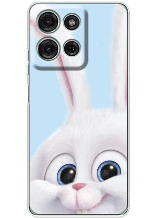 Чехол силиконовый с картинкой на motorola g75 (кролик снежок)