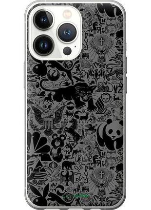 Чехол на iphone 13 pro чёрно-серый стикер бомбинг "2432u-2372-10746"
