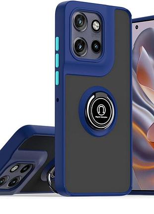 Чехол fiji colorframe для motorola edge 50 (xt2407-1) матовый бампер с кольцом подставкой dark blue
