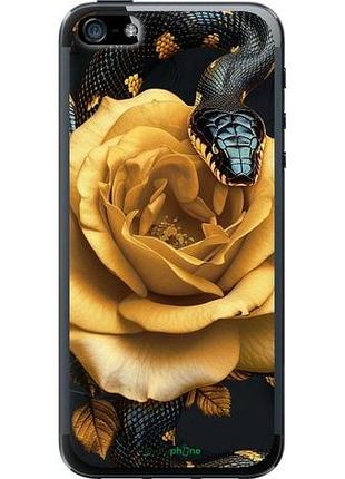 Чехол на iphone 5s black snake and golden rose "6068u-21-10746"