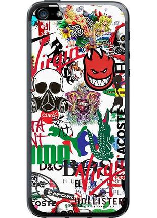 Чехол на iphone se many different logos "4022u-214-10746"