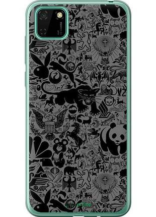 Чехол на huawei y5p чёрно-серый стикер бомбинг "2432u-1936-10746"