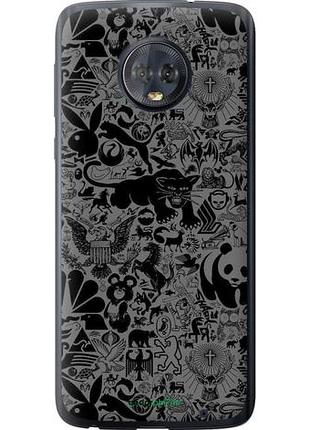 Чехол на motorola moto g6 plus чёрно-серый стикер бомбинг "2432u-976-10746"
