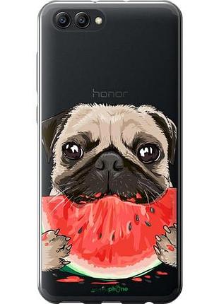 Чехол на huawei honor v10 / view 10 мопс и арбуз "4665u-1579-10746"