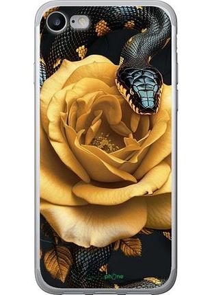 Чехол на iphone se 2022 black snake and golden rose "6068u-3737-10746"