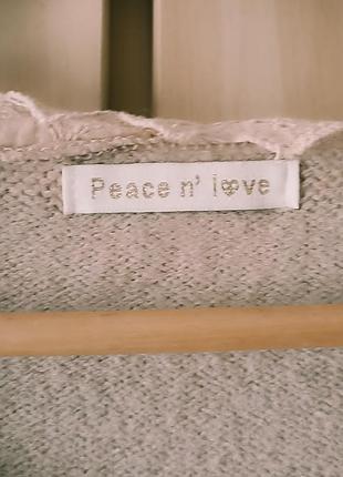 Женская кофта с кружевом. peace n' love 2