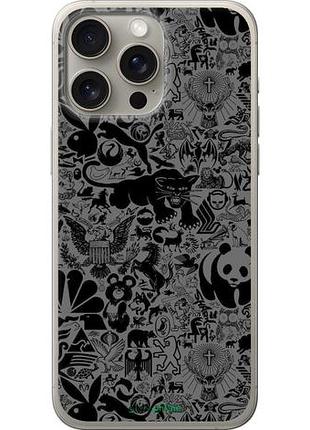 Чехол на iphone 15 pro max чёрно-серый стикер бомбинг "2432u-3098-10746"