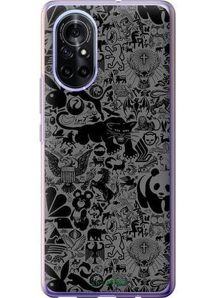 Чехол на huawei nova 8 чёрно-серый стикер бомбинг "2432u-2245-10746"
