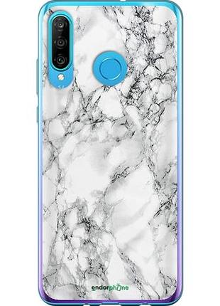 Чехол на huawei p30 lite мрамор белый "4480u-1651-10746"