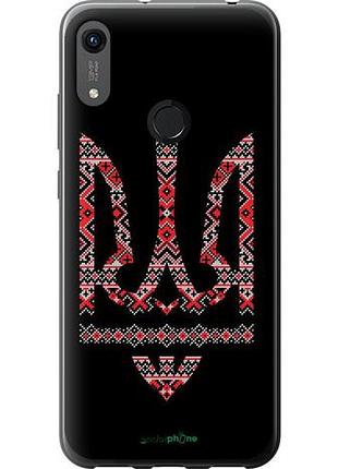 Чехол на huawei honor 8a герб - вышиванка на черном фоне "1196u-1635-10746"