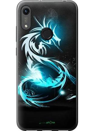 Чехол на huawei y6s бело-голубой огненный дракон "113u-1871-10746"