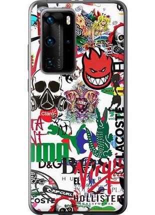 Чехол на huawei p40 pro many different logos "4022u-1839-10746"
