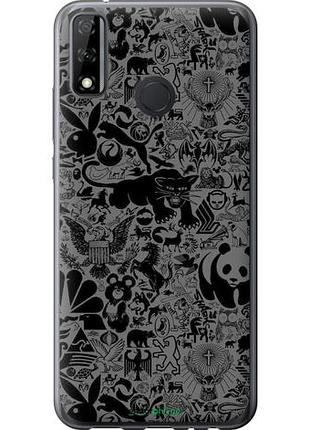 Чехол на huawei y8s чёрно-серый стикер бомбинг "2432u-2027-10746"