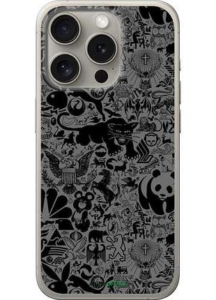 Чехол на iphone 15 pro чёрно-серый стикер бомбинг "2432u-3096-10746"