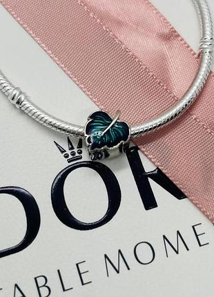 Серебряный шарм (бусина) pandora "лист" пандора подарок для женщин