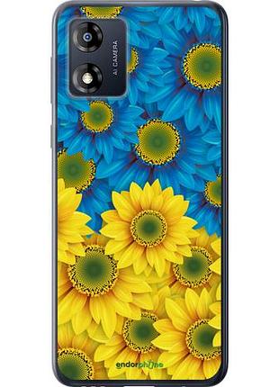 Чехол на motorola moto e13 жёлто-голубые цветы "1048u-3053-10746"