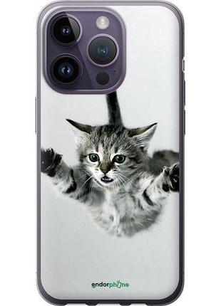 Чехол на iphone 14 pro летящий котёнок "2322u-2646-10746"