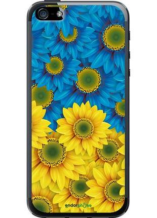 Чехол на iphone se жёлто-голубые цветы "1048u-214-10746"