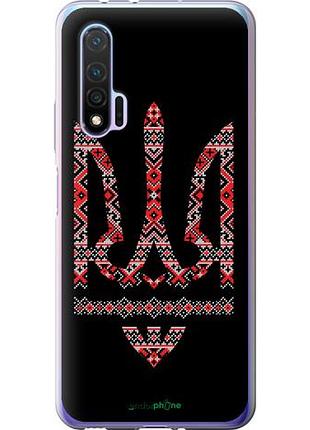 Чехол на huawei nova 6 герб - вышиванка на черном фоне "1196u-1821-10746"