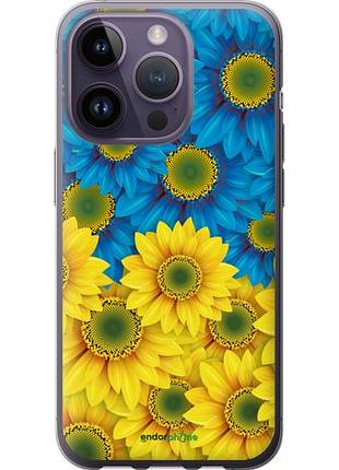 Чехол на iphone 14 pro жёлто-голубые цветы "1048u-2646-10746"
