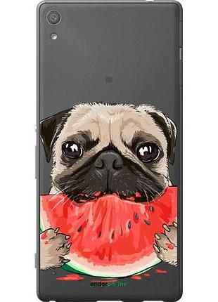 Чехол на sony xperia xa ultra dual f3212 мопс и арбуз "4665u-391-10746"