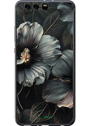 Чохол на huawei p10 plus чорні квіти "6031u-963-10746"