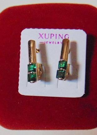 Серьги с цирконами xuping 16х2 мм кс290