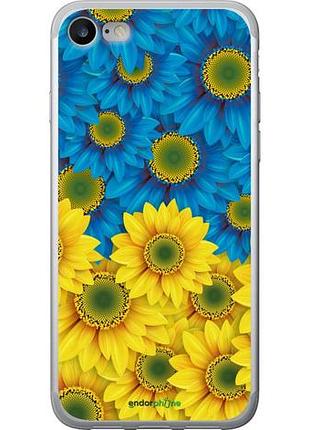 Чехол на iphone se 2022 жёлто-голубые цветы "1048u-3737-10746"
