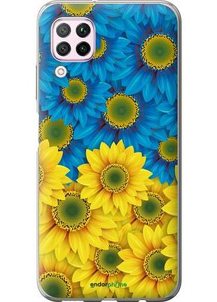 Чехол на huawei p40 lite жёлто-голубые цветы "1048u-1887-10746"