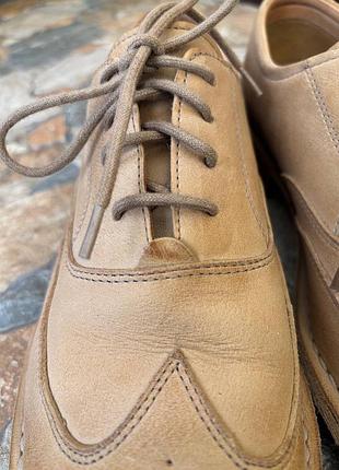 Чоловічі шкіряні туфлі броги кремові, rockport cb wing tip oxford 4