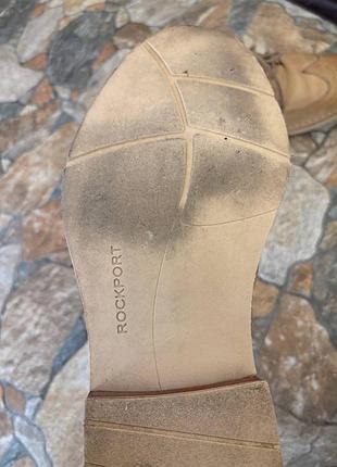 Чоловічі шкіряні туфлі броги кремові, rockport cb wing tip oxford 5