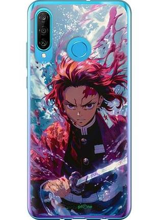 Чехол на huawei p30 lite танджиро камадо: клинок рассекающий демонов "6111u-1651-10746"