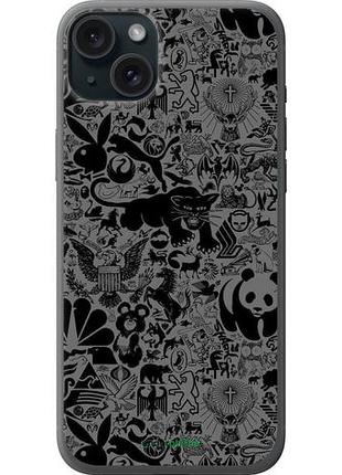 Чехол на iphone 15 plus чёрно-серый стикер бомбинг "2432u-3097-10746"